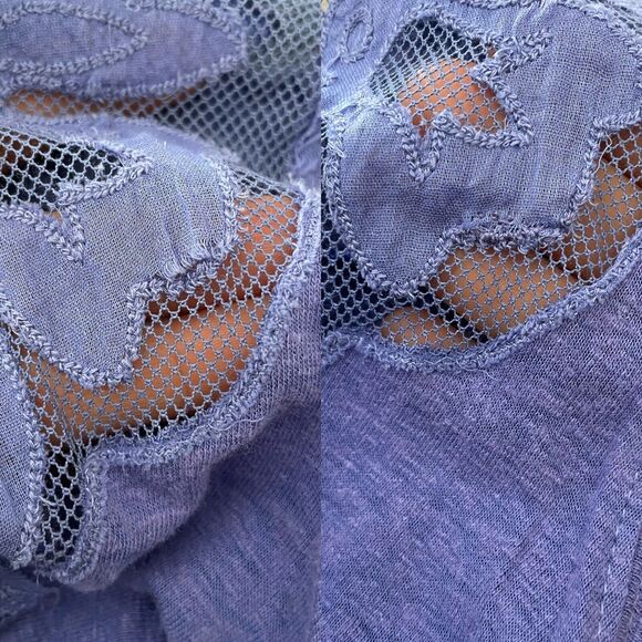 FREE PEOPLE Top Meant To Be Cutout Embroidered Tee Top OB778759 *Flaw - Picture 8 of 13